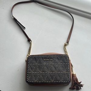 Michael lord cross body leather with gold embellishments